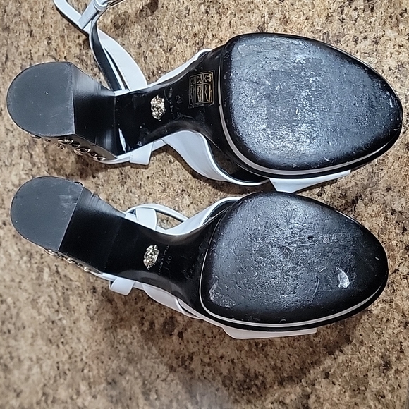 Versace Medusa Studded White Leather Platform Sandals - Picture 11 of 17